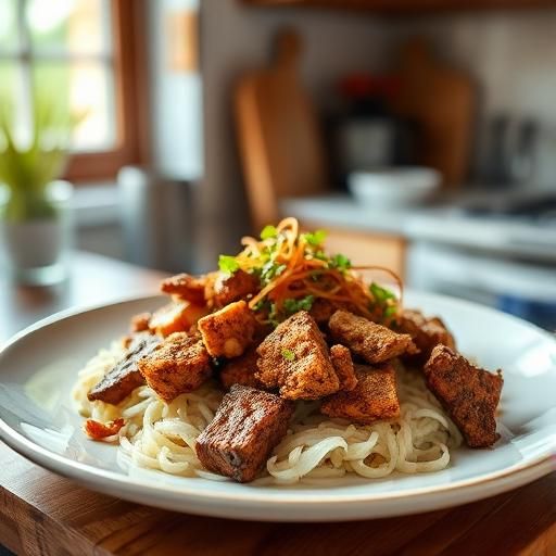 Onion Crusted Beef with Tofu