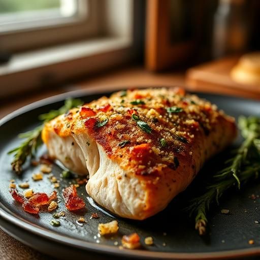 Bacon and Garlic Crusted Salmon