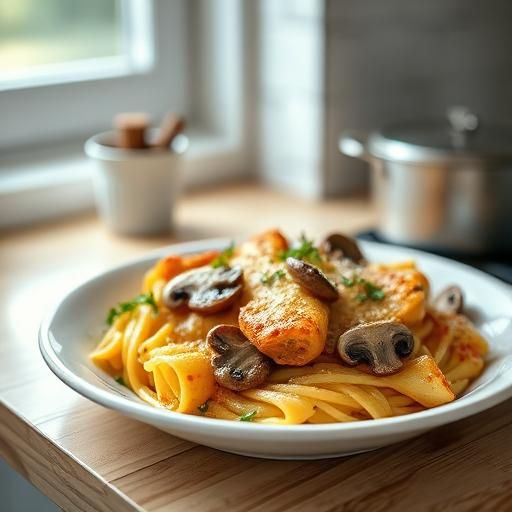 Mushroom and Potato Pasta Bake