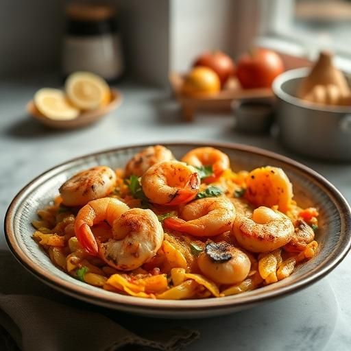 Mediterranean Chicken and Shrimp Paella