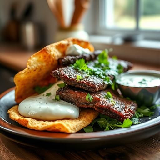 Grilled Beef Shawarma with Tzatziki Sauce