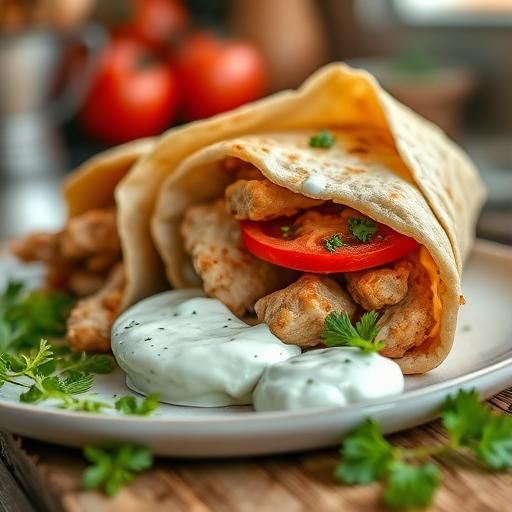 Chicken and Tomato Shawarma with Tzatziki Sauce