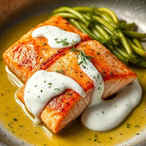 Pan-Seared Salmon with Yogurt Dill Sauce