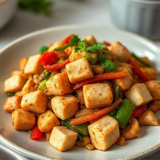 Tofu and Vegetable Stir-Fry with Chicken
