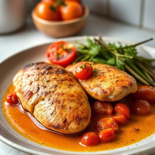 Pan Seared Chicken and Tomato Dish