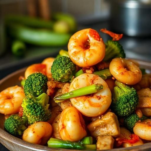 Stir Fried Shrimp and Chicken with Broccoli