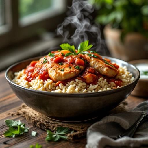 Italian Chicken and Rice Bowl with Tomato Sauce