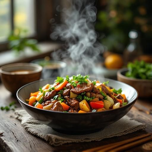 Japanese-Inspired Beef and Vegetable Stir-Fry with Sesame Ginger Sauce