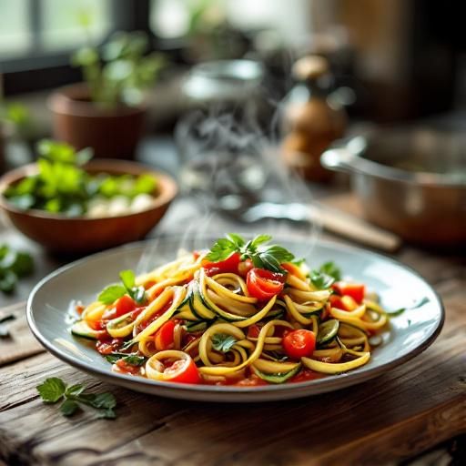 Italian Zucchini Ribbons with Tomato-Garlic Confit