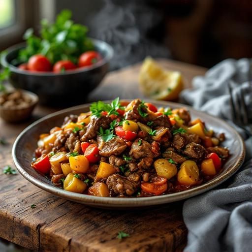 Cuban-Style Sofrito Beef with Caramelized Vegetables