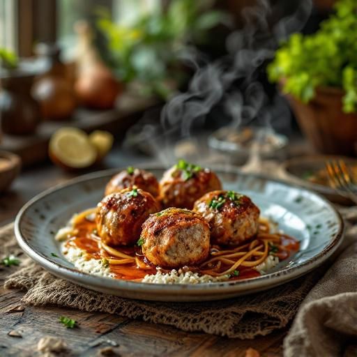 Crispy Pork and Onion Meatballs with Spicy Garlic-Ginger Sauce (Spanish-Inspired Tapas)