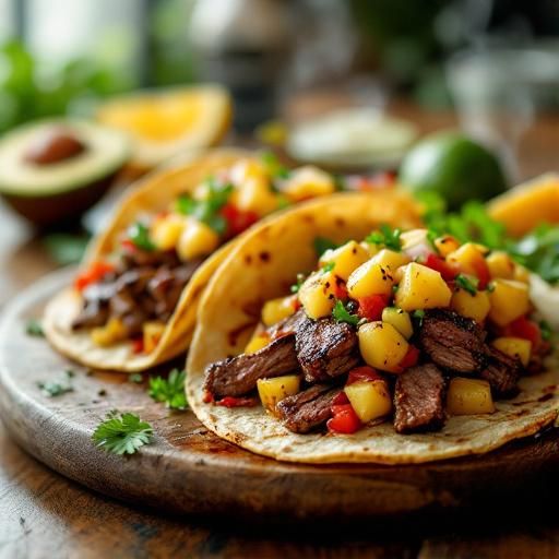 Mexican Steak Tacos with Grilled Pineapple Salsa