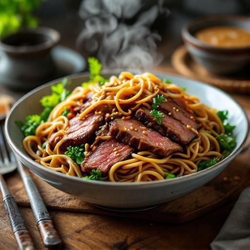 Japanese Steak & Soba Noodle Salad with Miso Dressing