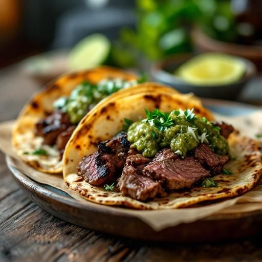 Mexican Steak Tacos with Charred Salsa Verde