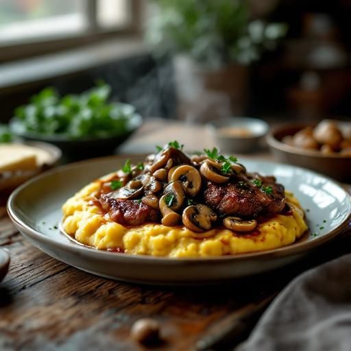 Italian Steak & Mushroom Marsala with Creamy Polenta