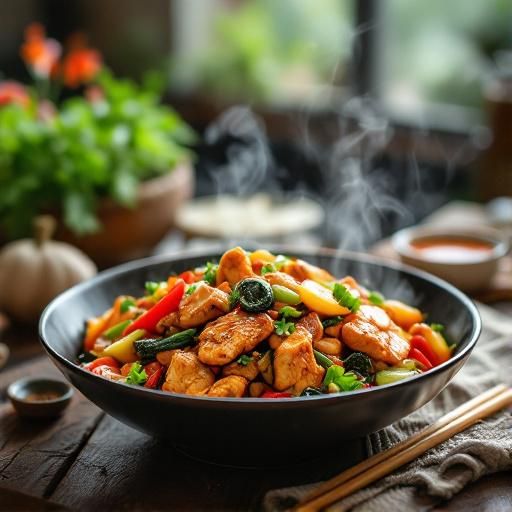 Spicy Japanese Chicken & Vegetable Stir-Fry with Garlic & Ginger