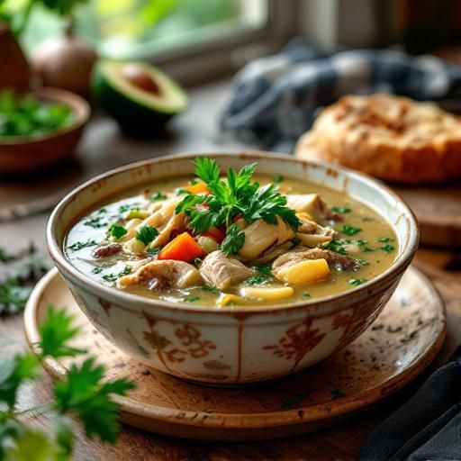 Cuban-Style Chicken Soup with Garlic-Cilantro Mojo