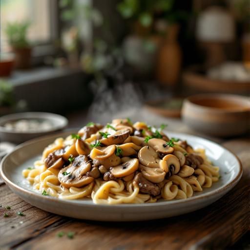 Creamy Mushroom & Onion Beef Casserole