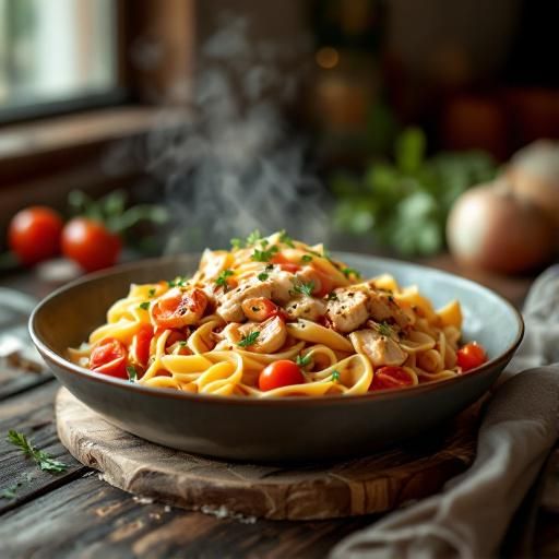 Creamy Tomato and Garlic Chicken Pasta