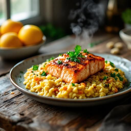 Citrus-Glazed Salmon with Saffron Risotto
