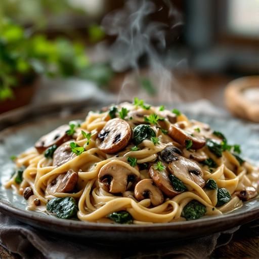 Creamy Mushroom and Spinach Stroganoff