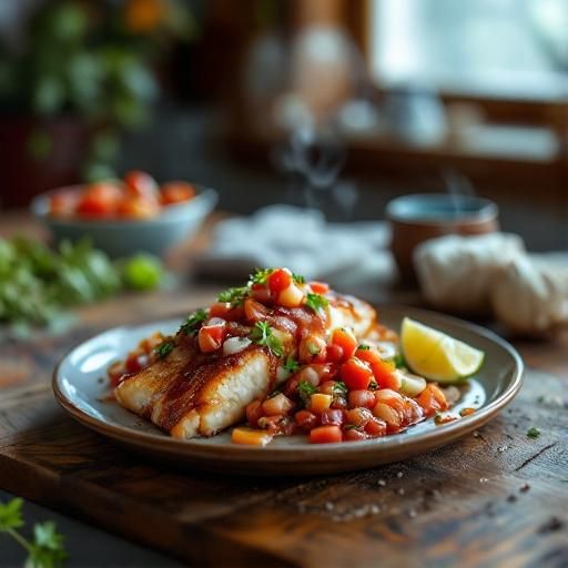 Bacon Wrapped Fish with Tomato-Onion Salsa