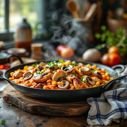Spanish Chicken and Mushroom Paella
