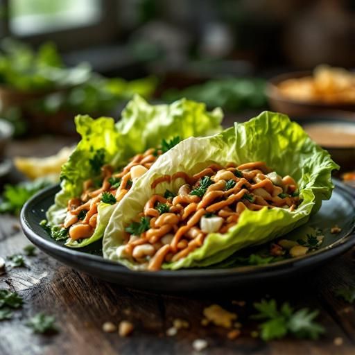 Garlic Lettuce Wraps with Spicy Peanut Sauce
