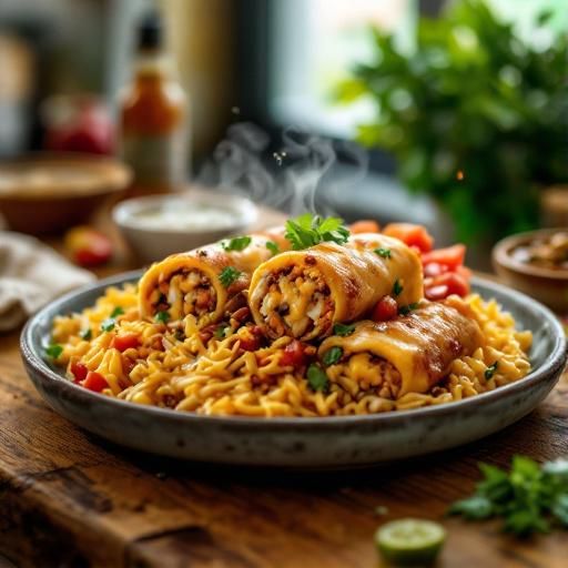 Salsa Rice with Cheesy Chicken Roll-Ups