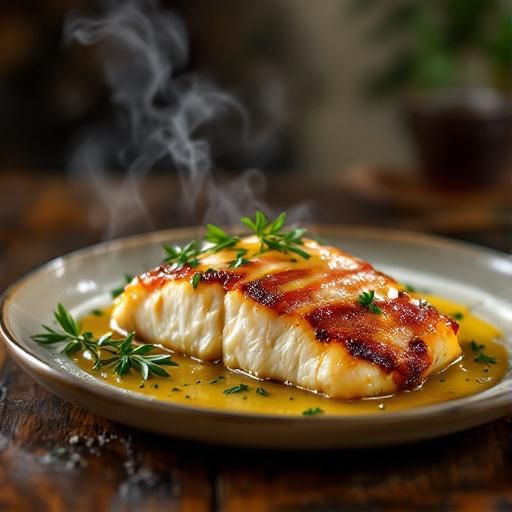 Bacon Wrapped Cod with Garlic Butter Sauce