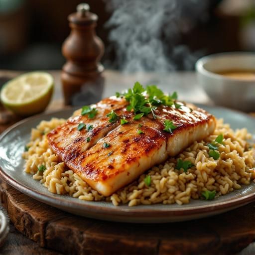 Sweet and Savory Lime-Glazed Grouper with Garlic Rice