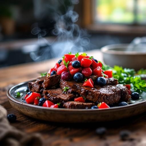 Soy-Glazed Beef with Berry Salsa