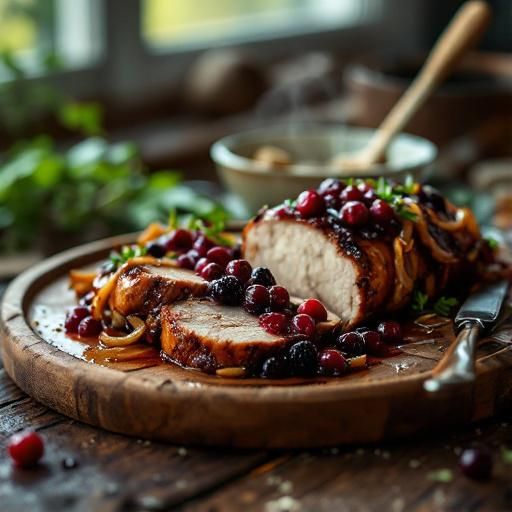 Pork Tenderloin with Balsamic-Glazed Onions and Berry Compote