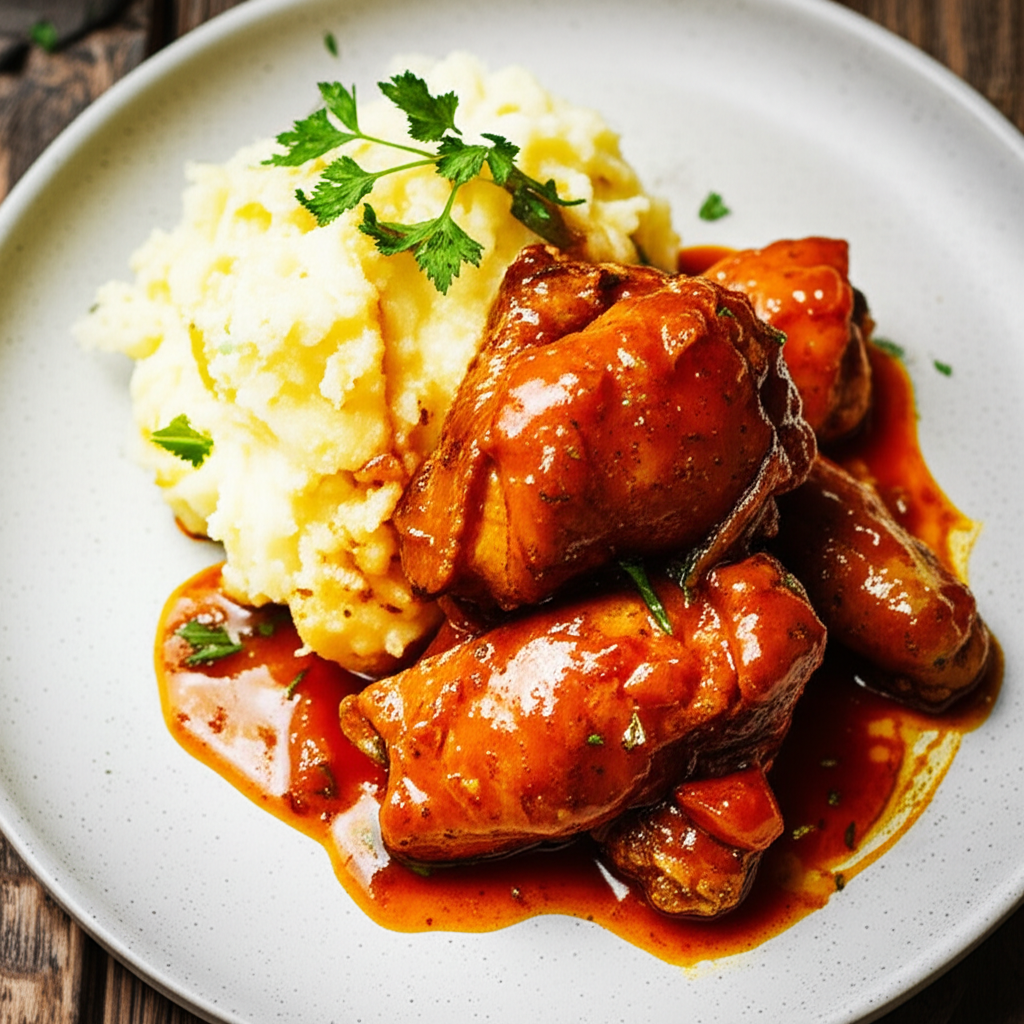 Braised Honey-Tomato Chicken with Creamy Potatoes