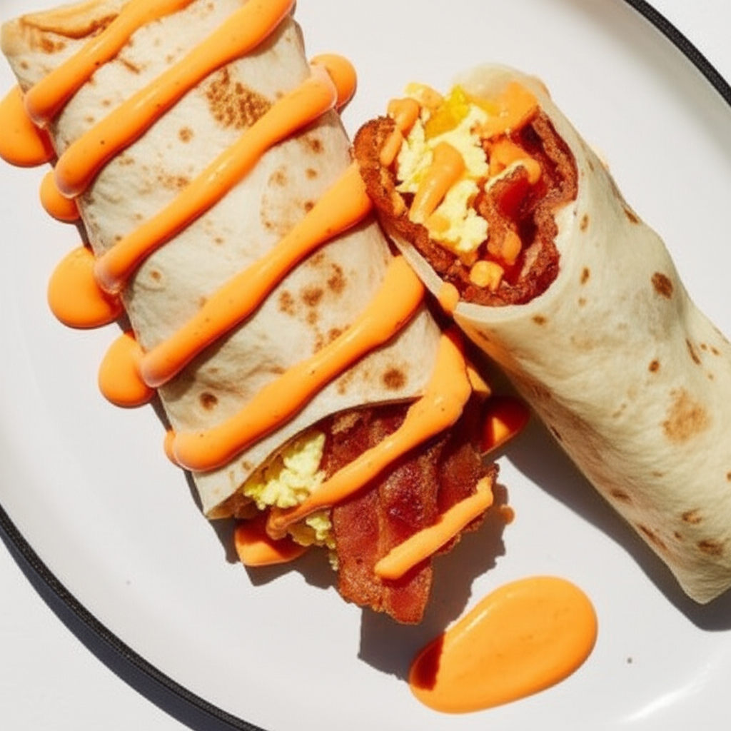 Crispy Bacon and Egg Wrap with Sweet Chili Mayo