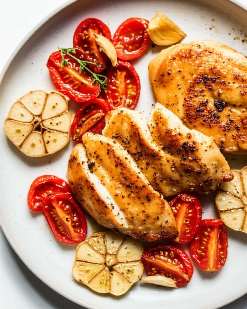 Pan-Seared Chicken with Roasted Tomatoes and Garlic
