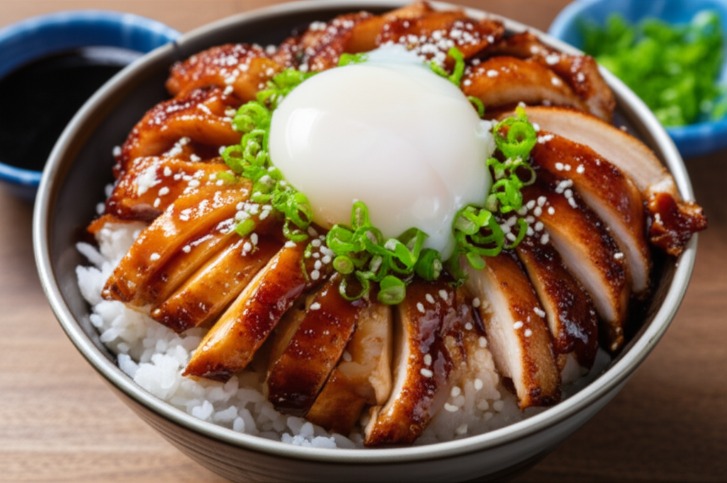 Seared Chicken Teriyaki Donburi with Onsen Tamago