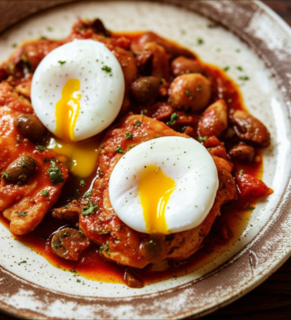 Tuscan Hunter's Chicken with Silken Poached Eggs