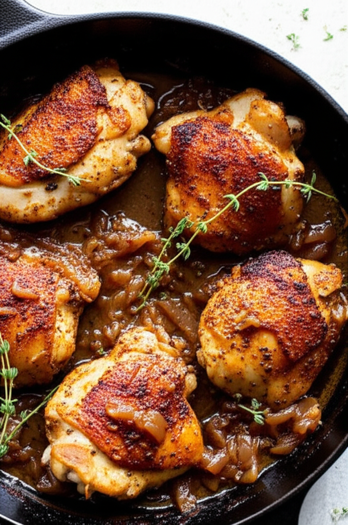 Smoky Paprika Chicken Skillet with Tangy Onion Jam