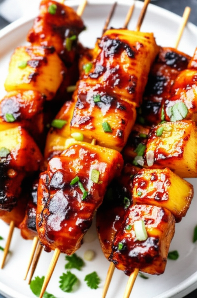 Grilled Pineapple Chicken Skewers with Sweet and Tangy Glaze