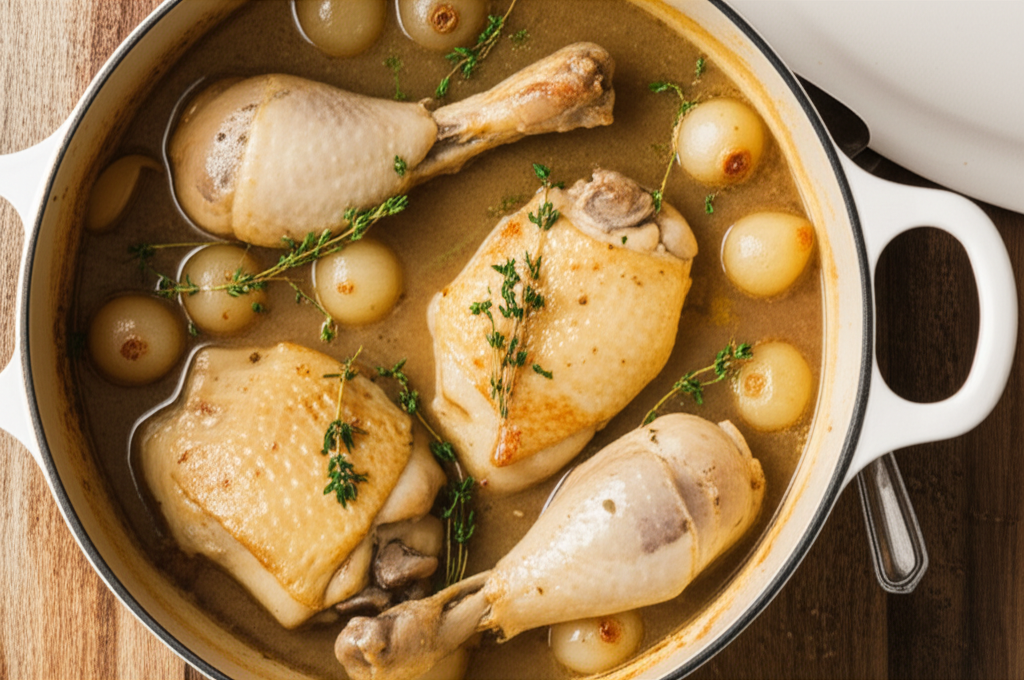 Slow-Cooked Coq au Vin Blanc