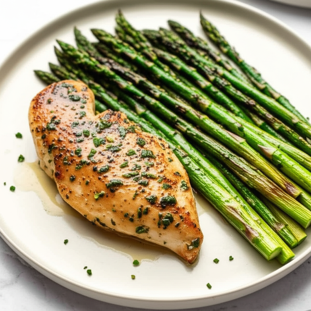 Lemon Herb Pan-Seared Chicken with Roasted Asparagus
