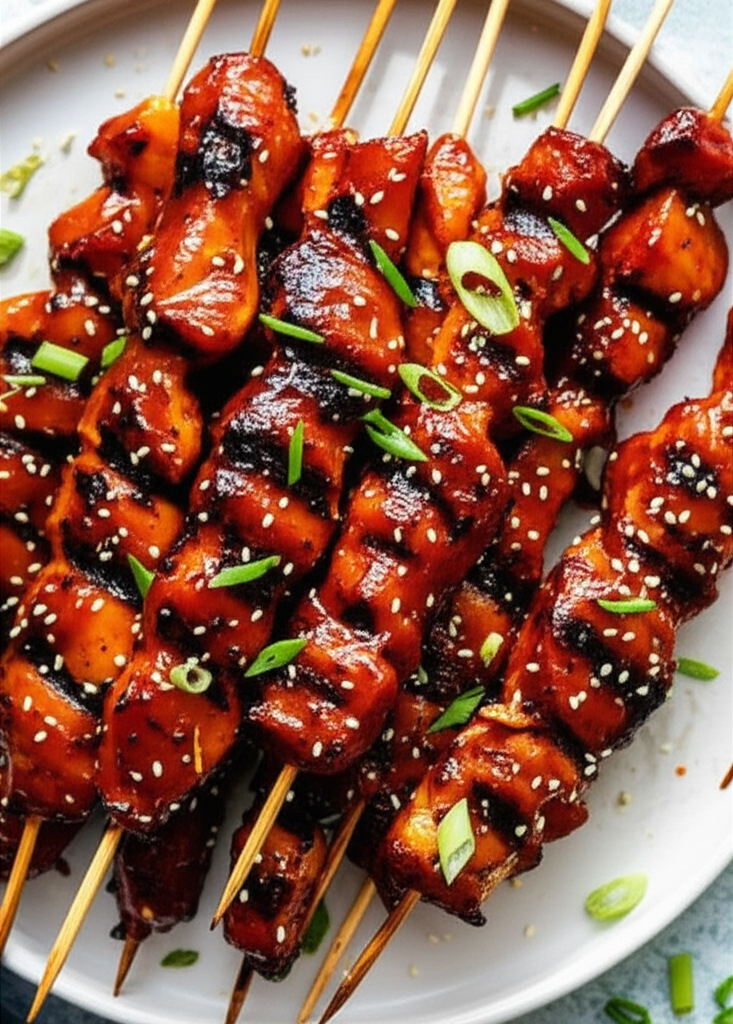 Fiery Gochujang Grilled Chicken Skewers with Sesame Glaze