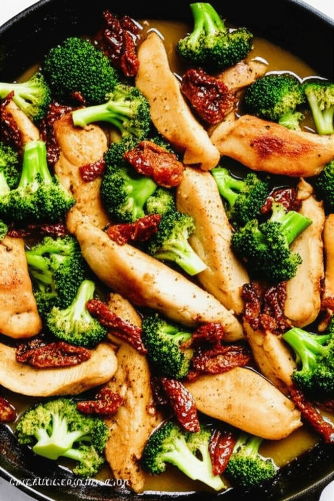 Tangy Garlic Chicken and Broccoli Skillet with Sun-Dried Tomatoes