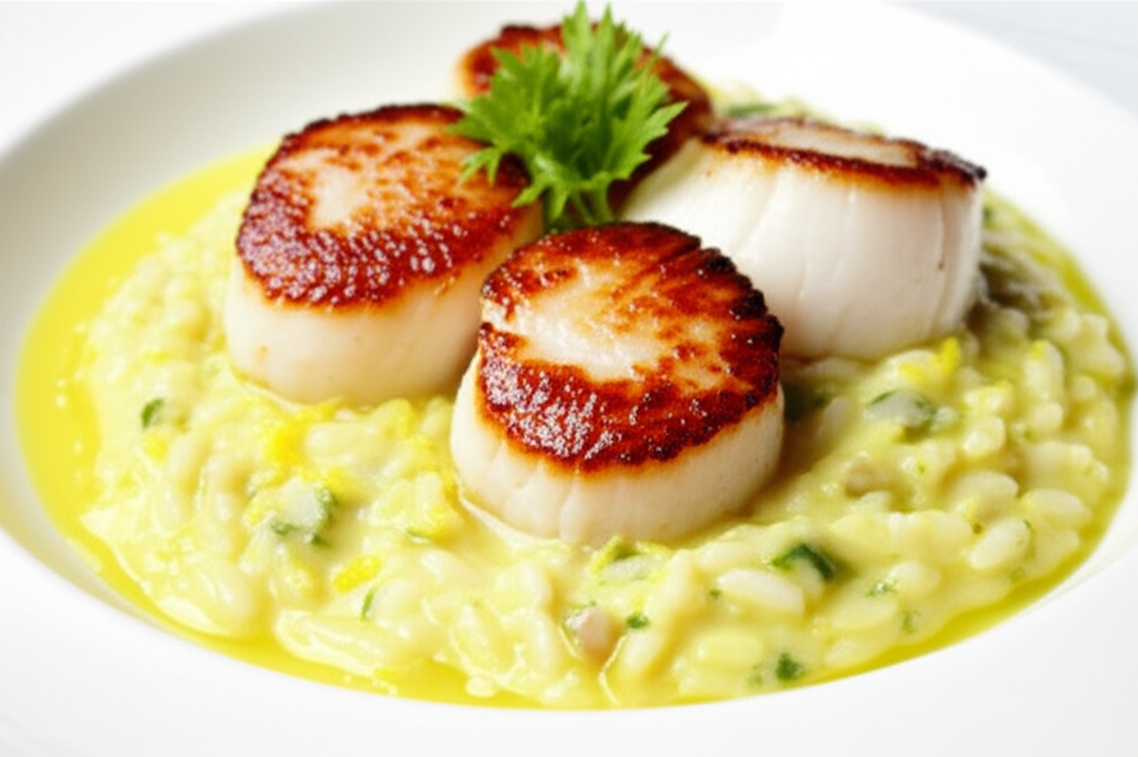 Pan-Seared Scallops with Lemon-Herb Risotto