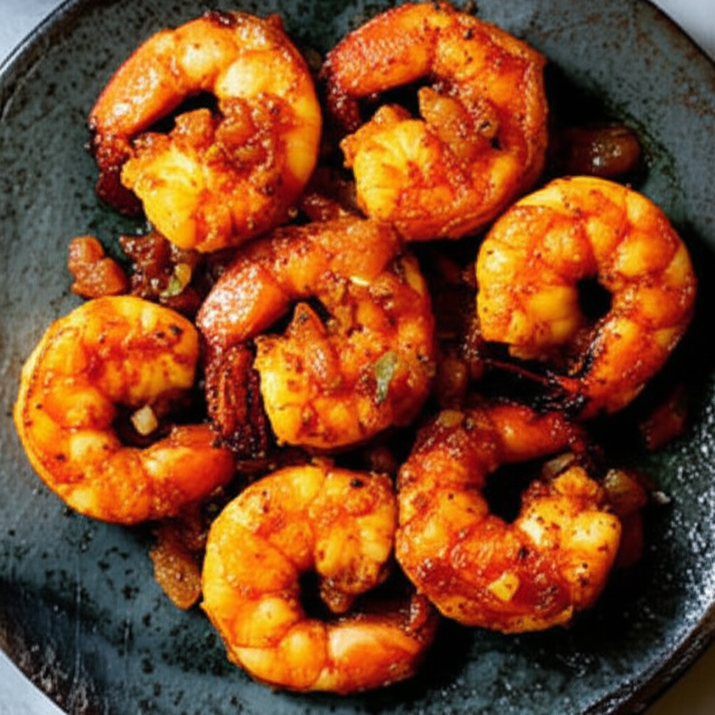 Sizzling Arabian Shrimp with Fiery Tomato and Onion Relish