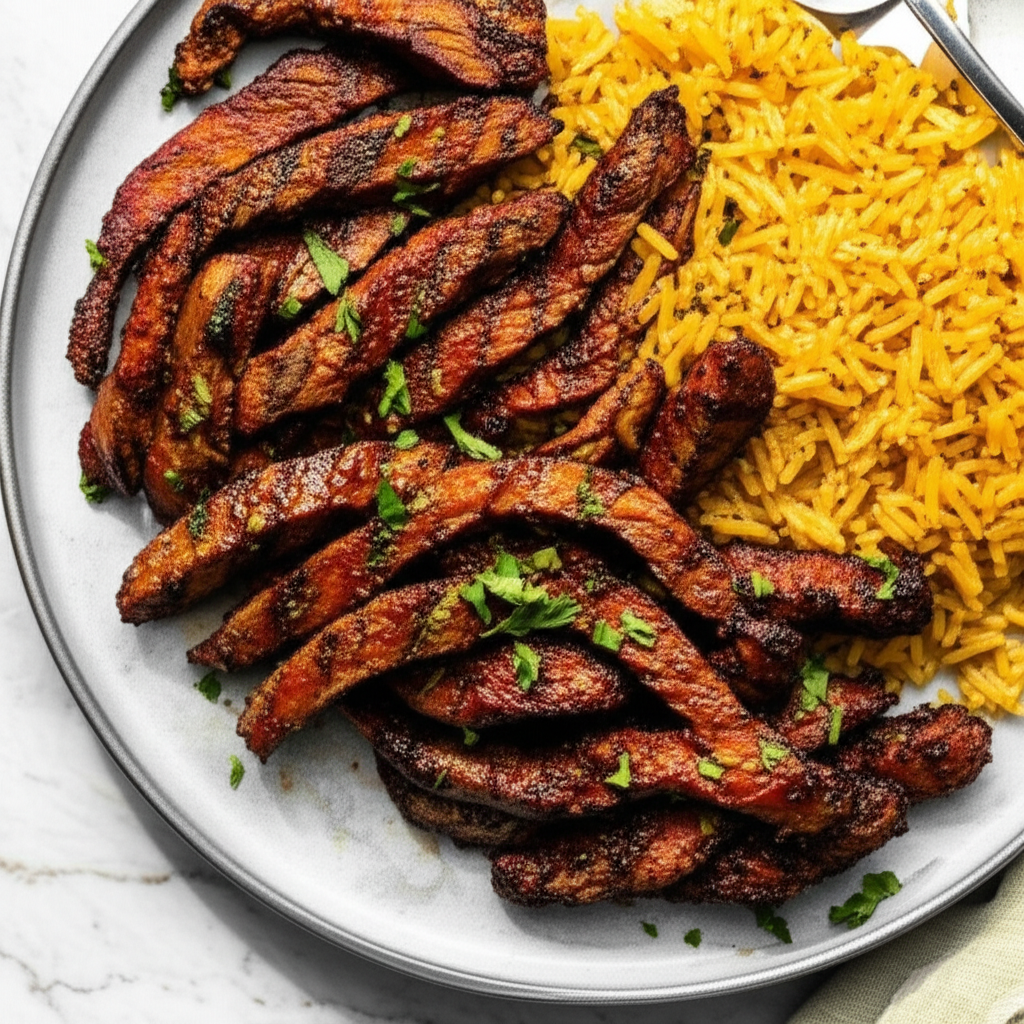 Smoky Spice Rubbed Chicken and Beef Strips