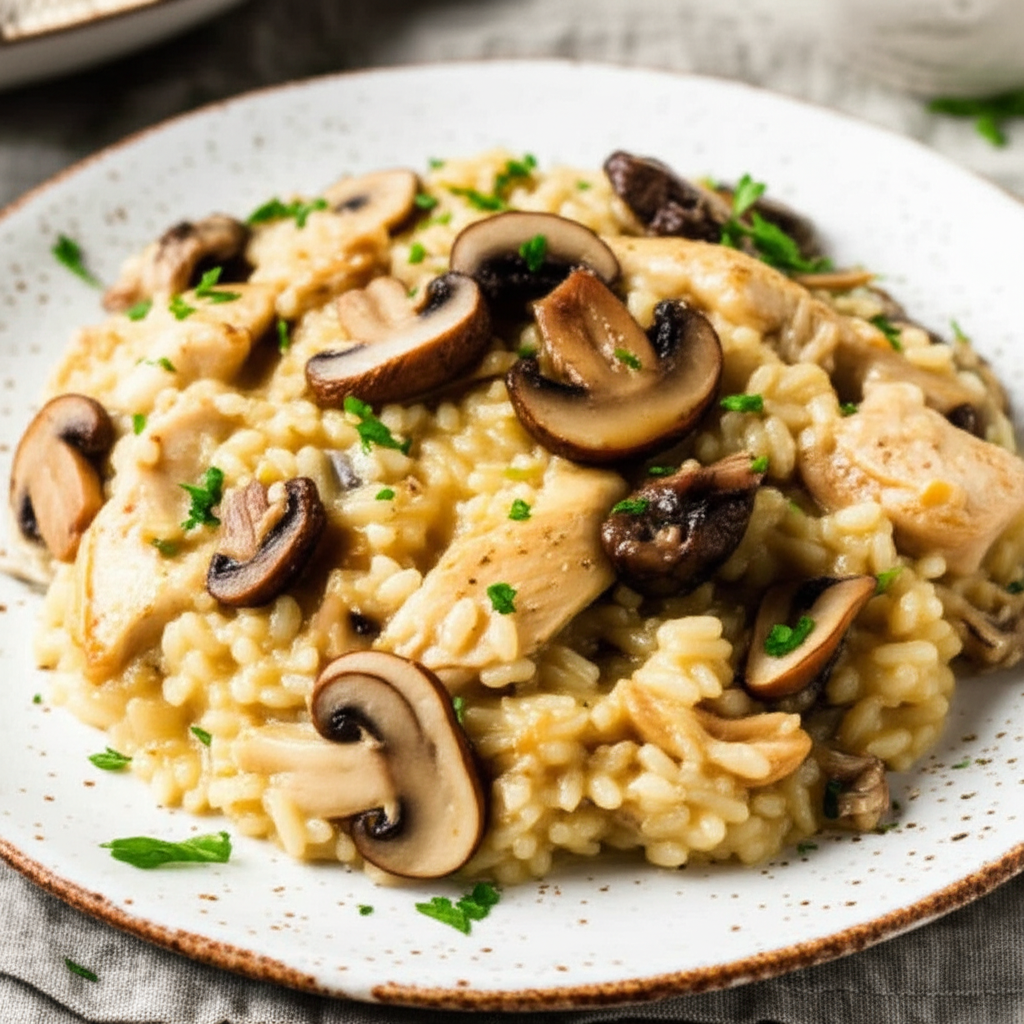 Earthy Mushroom and Chicken Risotto