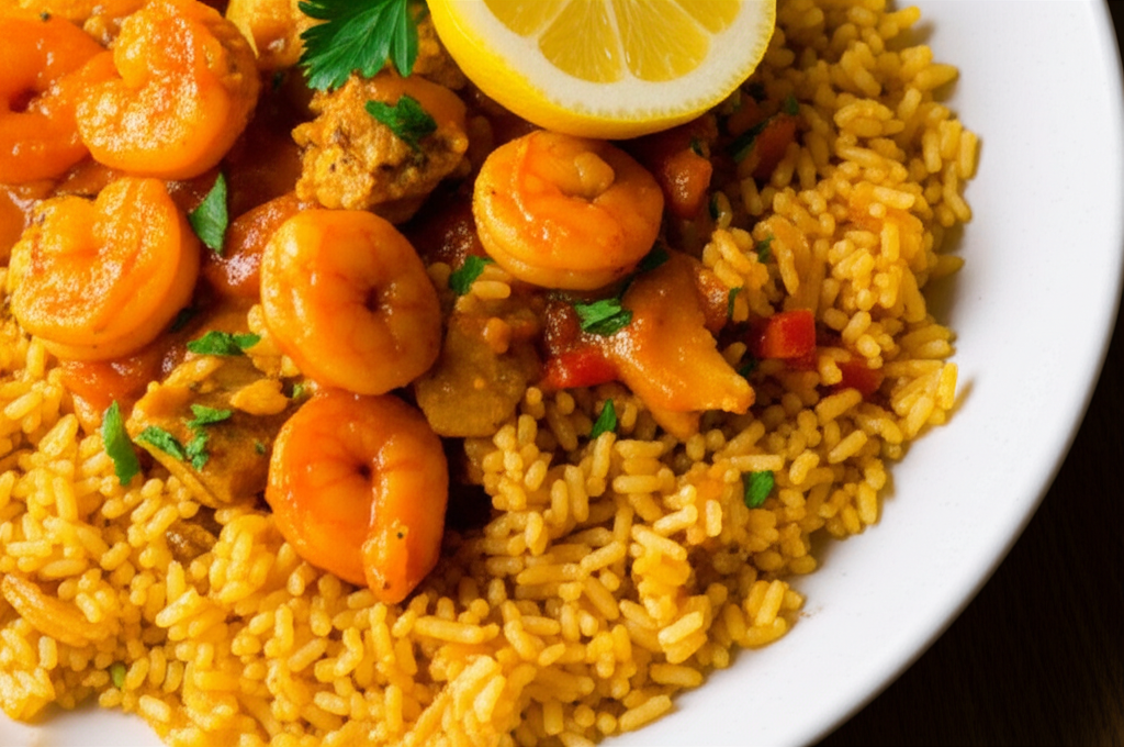 Spicy Shrimp and Chicken Creole with Dirty Rice
