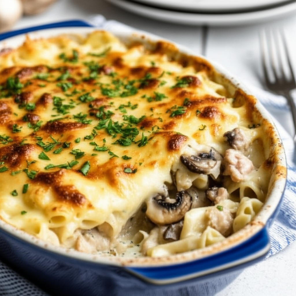 Hearty Tuna and Mushroom Pasta Bake